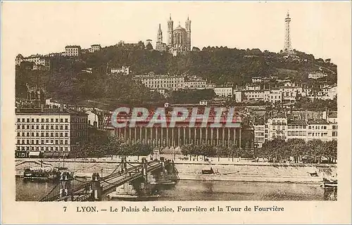 Cartes postales Lyon Le Palais de Justice Fourviere et la Tour de Fourviere