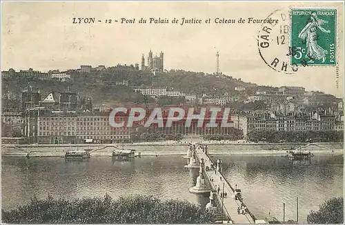 Cartes postales Lyon Pont du Palais de Justice et Coleau de Fourviere