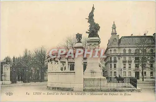 Cartes postales Lyon Entree du Parc de la Tete d'Or Monument des Enfants du Rhone