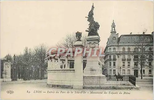 Cartes postales Lyon Entree du Parc de la Tete d'Or Monument des Enfants du Rhone