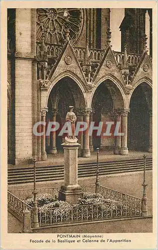 Cartes postales Pontmain Mayenne Facade de al Basilique et Colonne de l'Apparition