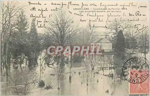 Cartes postales Angouleme Inondations de Fevrier 1904 une propriete envahie par les eaux