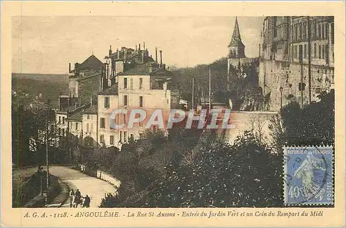 Cartes postales Angouleme La rue St Ausone Entree du Jardin Vert et un Coin du Rempart du Midi