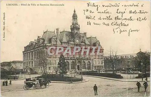 Cartes postales Limoges Hotel de Ville et Fontaine Monumentale