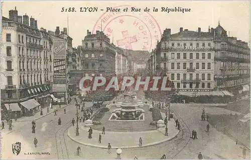 Cartes postales Lyon Place et Rue de la Republique