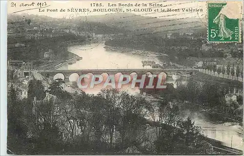 Cartes postales Les Bords de la Seine Le Pont de Sevres Boulogne St Cloud et le Mont Valerien