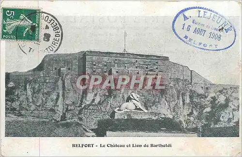 Cartes postales Belfort Le Chateau et Lion de Bartholdi