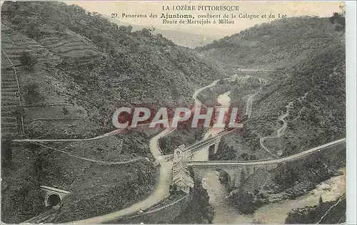Cartes postales Panorama des Ajustons confluent de la Colagne et du Lot Route de Marvejols a Millau