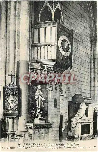 Ansichtskarte AK Beauvais La Cathedrale interieur La Vieille Horloge et la Statue du Cardinal Forbin Janson
