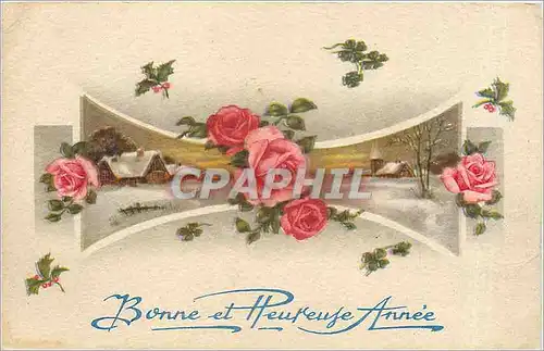 Cartes postales Bonne et Heureuse Annee Fleurs