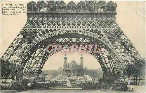 Ansichtskarte AK Paris Le Trocadero le Pont d'lena les Jardins sous la Tour Eiffel vue prise du Champ de Mars