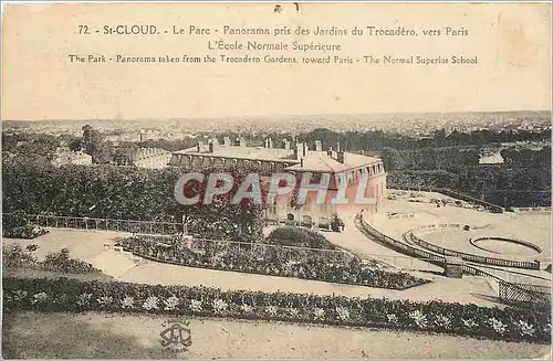 Cartes postales St Cloud Le Parc Panorama pris des Jardins du Trocadero vers Paris L'Ecole Normale Superieure