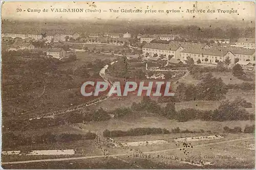 Cartes postales Camp du Valdahon Doubs Vue Generale prise en Avion Arrevee des Troupes Militaria