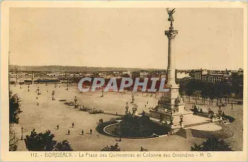 Cartes postales Bordeaux La Place des Quinconces et Colonne des Girondins