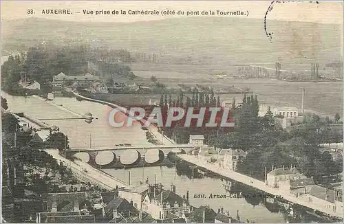 Ansichtskarte AK Auxerre Vue prise de la Cathedrale cote du pont de la Tournelle (carte toilee)