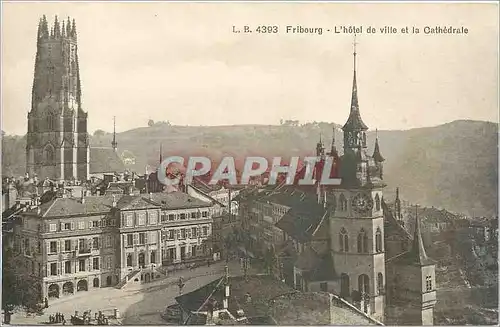 Cartes postales Fribourg L'Hotel de ville et la Cathedrale