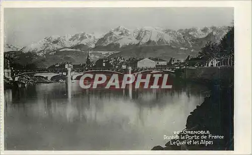 Cartes postales Grenoble Pont de la Porte de France Le Quai et les Alpes