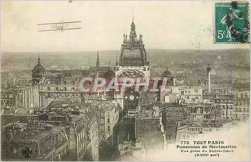 Cartes postales Tout Paris Panorama de Montmartre Vue prise du Sacre Coeur Avion Aviation Dufayel