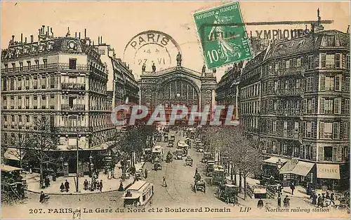 Cartes postales Paris La Gare du Nord et le Boulevard Denain