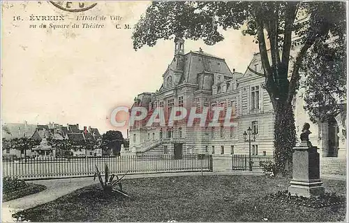 Cartes postales Evreux L'Hotel de Ville vu du Square du Theatre
