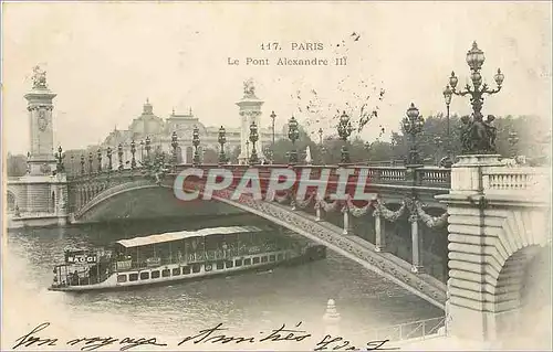 Cartes postales Paris Le Pont Alexandre III Bateau Peniche