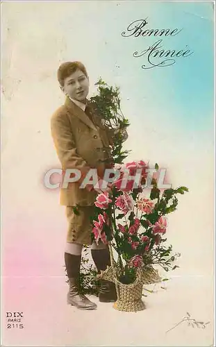 Cartes postales Bonne Annee Enfant Fleurs