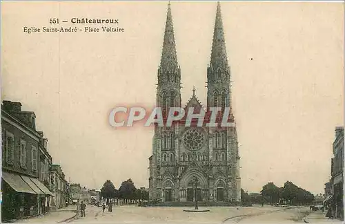 Cartes postales Chateauroux Eglise Saint Andre Place Voltaire