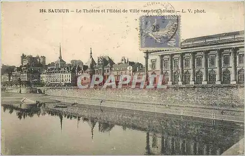 Moderne Karte Saumur Le Theatre et l'Hotel de Ville vers le Chateau