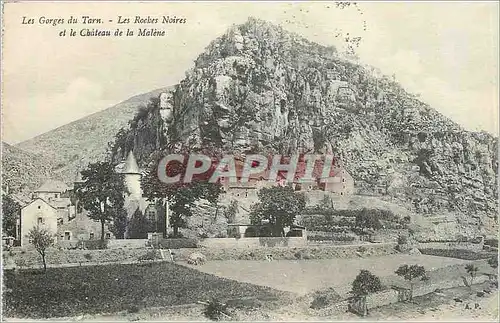 Ansichtskarte AK Les Gorges du Tarn Les Roches Noires et le Chateau de la Malene