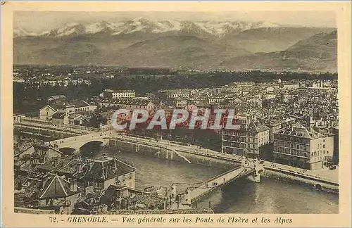 Ansichtskarte AK Grenoble Vue generale sur les Ponts de l'Isere et les Alpes