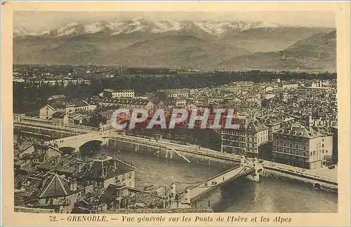 Cartes postales Grenoble Vue generale sur les Ponts de l'Isere et les Alpes