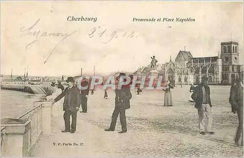 Cartes postales Cherbourg Promenade et Place Napoleon