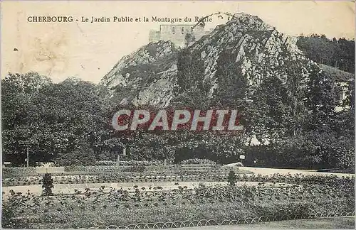 Cartes postales Cherbourg Le Jardin Public et la Montagne du Roule