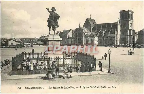 Cartes postales Cherbourg La Statue de Napoleon L'Eglise Sainte Trinite