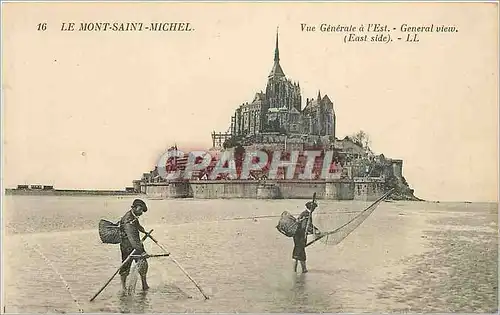 Cartes postales Le Mont Saint Michel Vue generale a l'Est Peche Pecheur