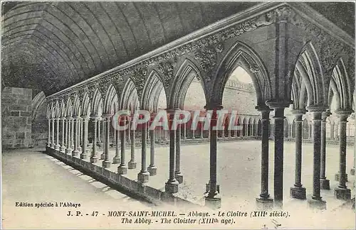 Cartes postales Mont Saint Michel Abbaye Le Cloitre