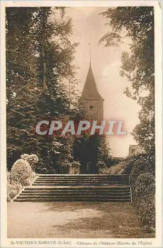 Ansichtskarte AK St Victor l'Abbaye S Inf Chateau de l'Abbaye Entree de l'Eglise