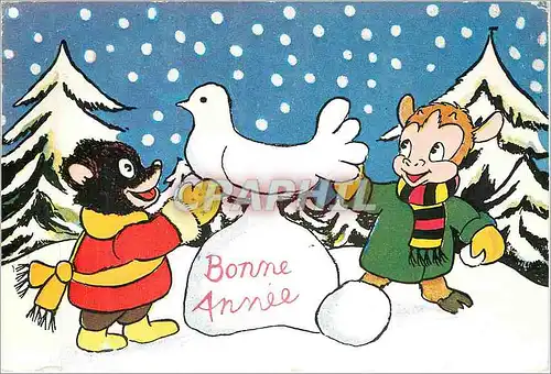 Cartes postales moderne Bonne Annee Colombe Ours
