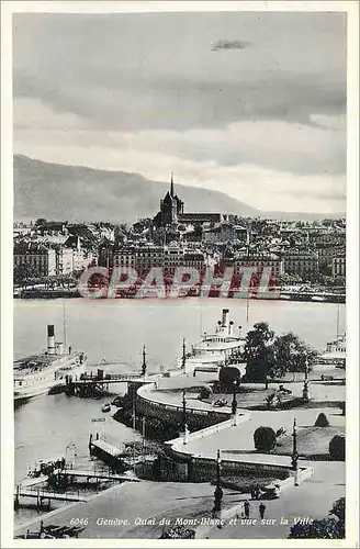 Moderne Karte Geneve Quai du Mont Blanc et vue sur la Ville Bateaux