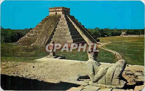 Moderne Karte Chichen Itza Yucatan Mexico El Castillo