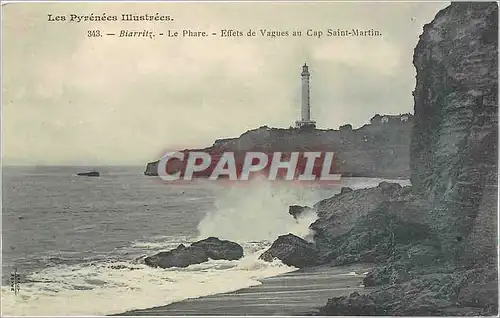 Ansichtskarte AK Biarritz Le Phare Effets de Vagues au Cap Saint Martin