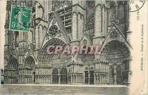 Ansichtskarte AK Bourges Portail de la Cathedrale