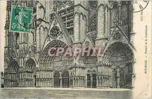 Cartes postales Bourges Portail de la Cathedrale