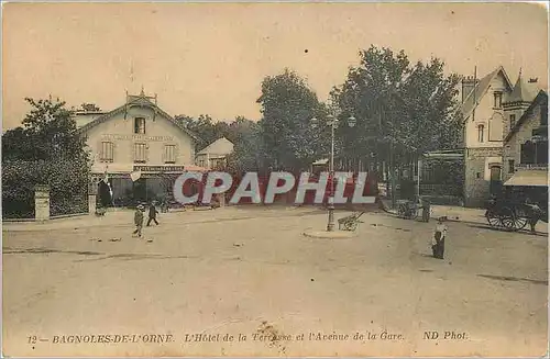 Cartes postales Bagnoles de l'Orne L'Hotel de la Terrasse et l'Avenue de la Gare