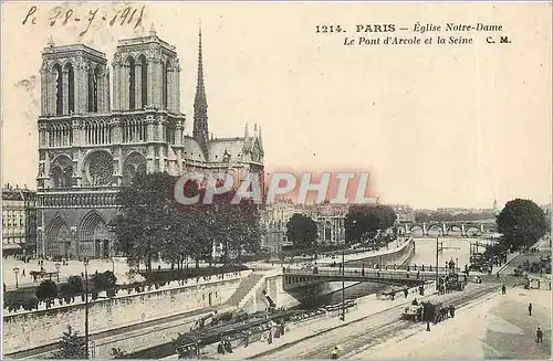 Ansichtskarte AK Paris Eglise Notre Dame Le Pont d'Arcole et la Seine Bateau