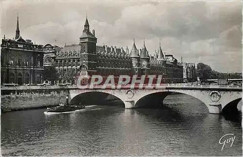 Moderne Karte Paris La Seine le pont au Change et le palais de Justice Bateau