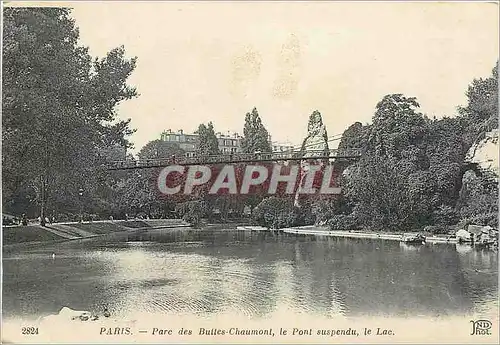 Cartes postales Paris Parc des Buttes Chaumont le Pont Suspendu le Lac