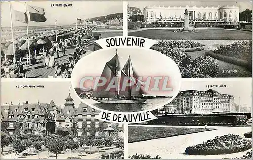 Moderne Karte Souvenir de Deauville La promenade Le Normandy Hotel Bateau