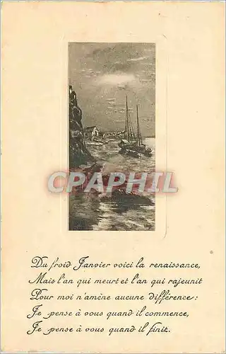 Cartes postales Du froid Janvier Voici la Renaissance Bateau