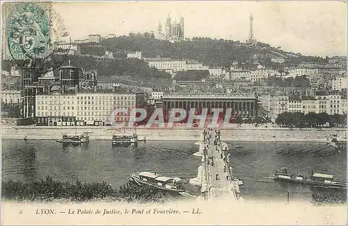 Cartes postales Lyon Le Palais de Justice le Pont et Fourviere Bateaux